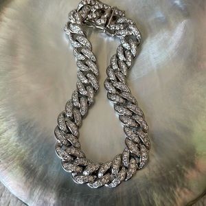 Sterling Silver CZ Cuban Bracelet 7”